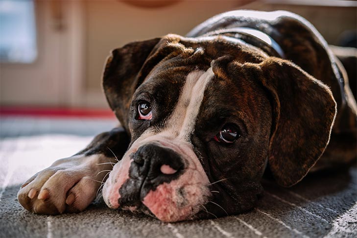 cachorro está distraído