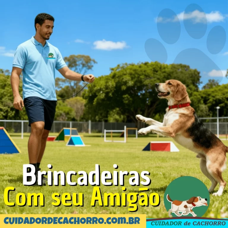 Funcionário do hotel para cachorro no Butantã brincando com um cão em área de lazer.