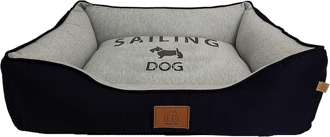 Cama de cachorro estilo sofá com bordas elevadas e confortável