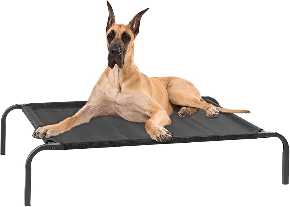 Cama elevada suspensa para cachorro com estrutura resistente e ventilada