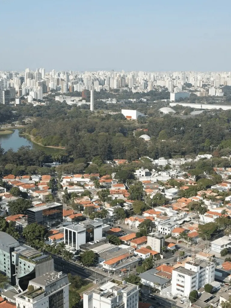 Região dos Jardins em São Paulo com bairros de alto padrão e ruas arborizadas