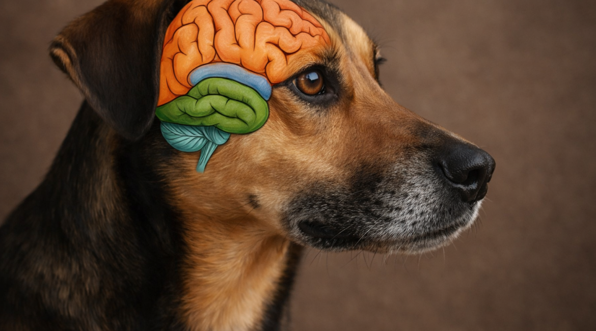 Neurociência canina representando o cérebro de um cachorro