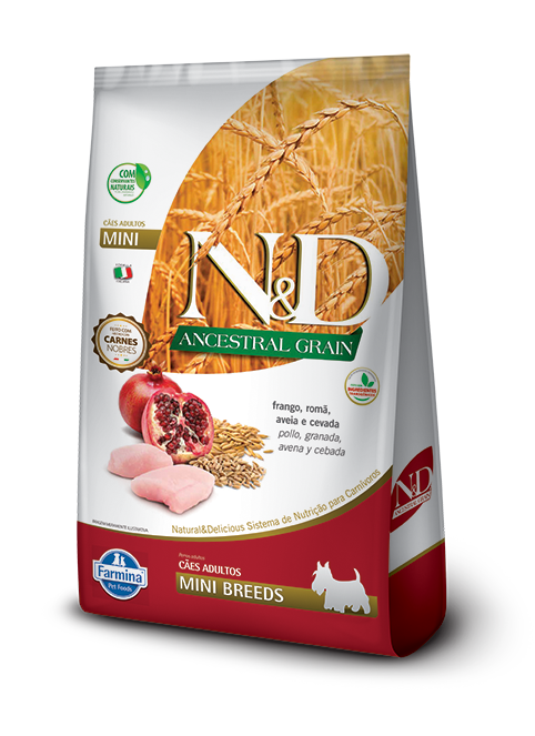 Ração N&D Mini Farmina para cães de raças pequenas e mini