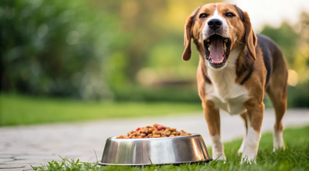 Cachorro rosnando ao tutor durante a retirada da comida