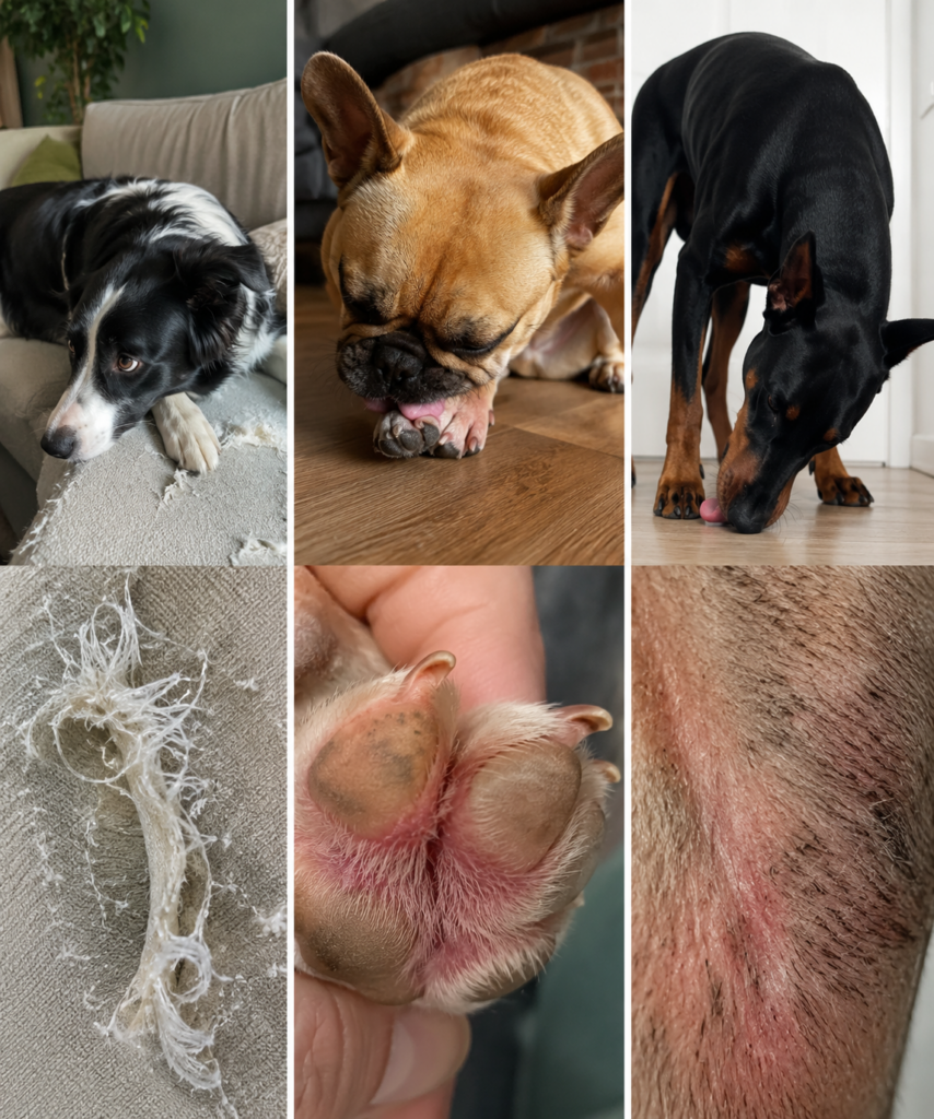 Como diferenciar tédio, alergia e TOC canino em cachorro com lambedura excessiva